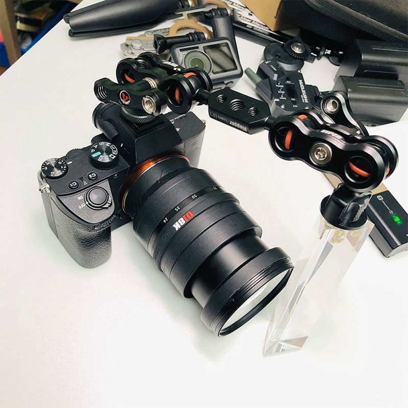Camera Monitor Dual Ball Head Extension Arm Magic Arm Mount For DSLR Camcorders 360 Degree Rotation Bracket Butterfly Clamp