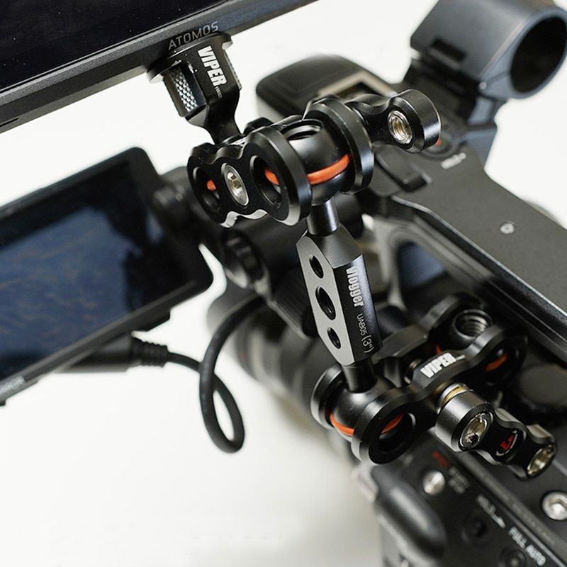 Camera Monitor Dual Ball Head Extension Arm Magic Arm Mount For DSLR Camcorders 360 Degree Rotation Bracket Butterfly Clamp