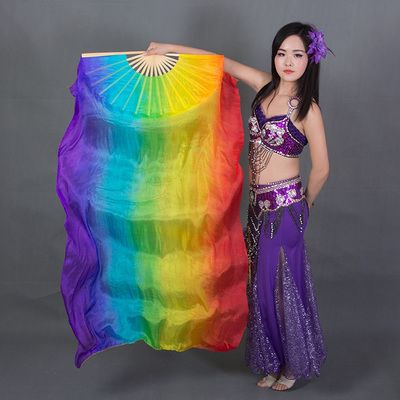 Dance De Colorful Abanicos Props Mano Dancing Silk Fan Fan Belly Foldable Gradient Dance Hand Elegant Performance Color