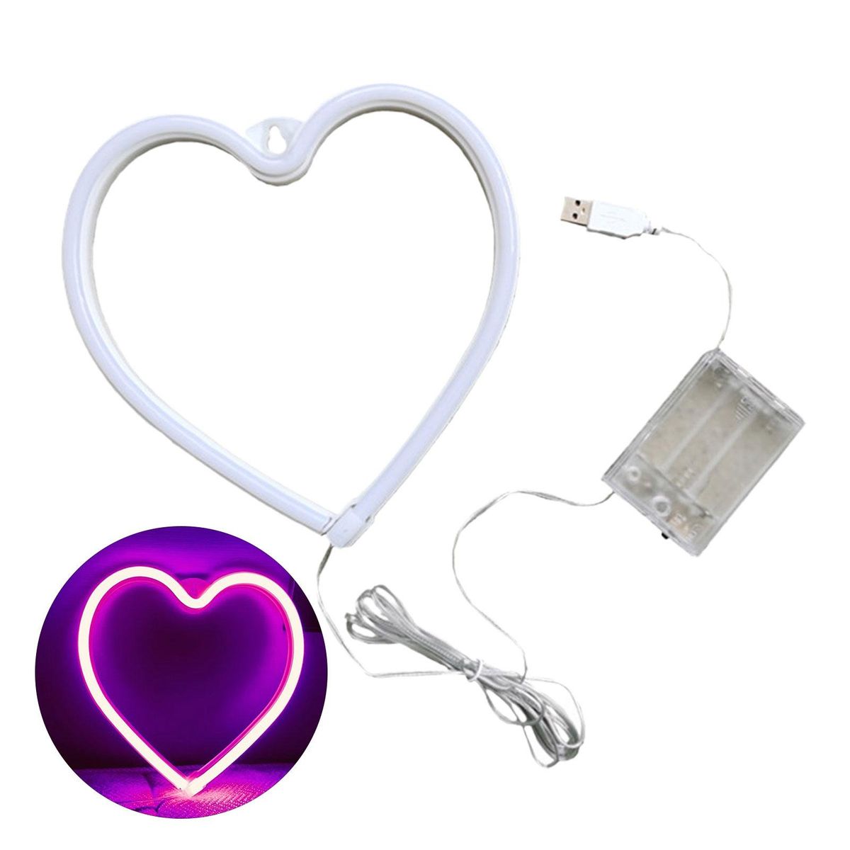 Ambient Light Heart Neon Sign Lamp Photography Prop Pink