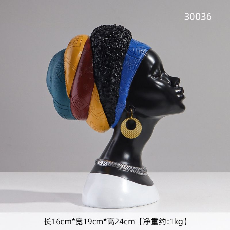 African Woman Head Statue Ornament Female Art Sculpture