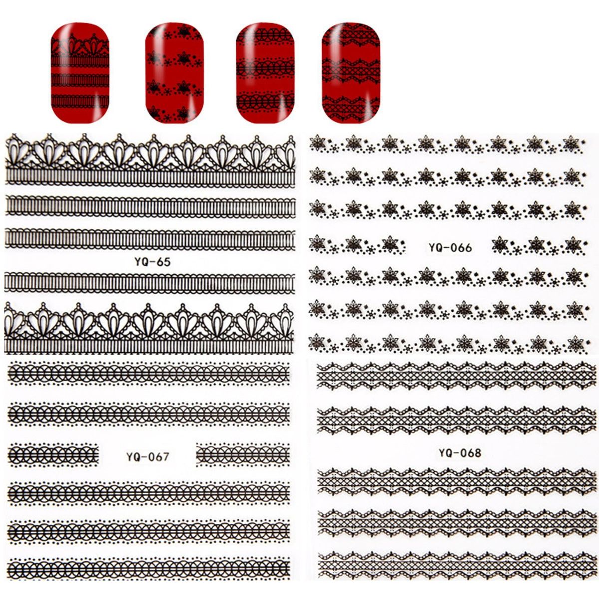 30 Sheets 3D Nail Art Stickers Lace Nail Decals