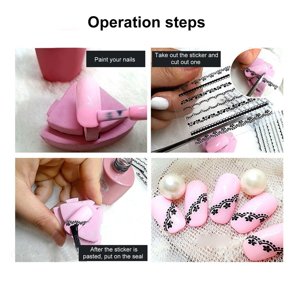 30 Sheets 3D Nail Art Stickers Lace Nail Decals