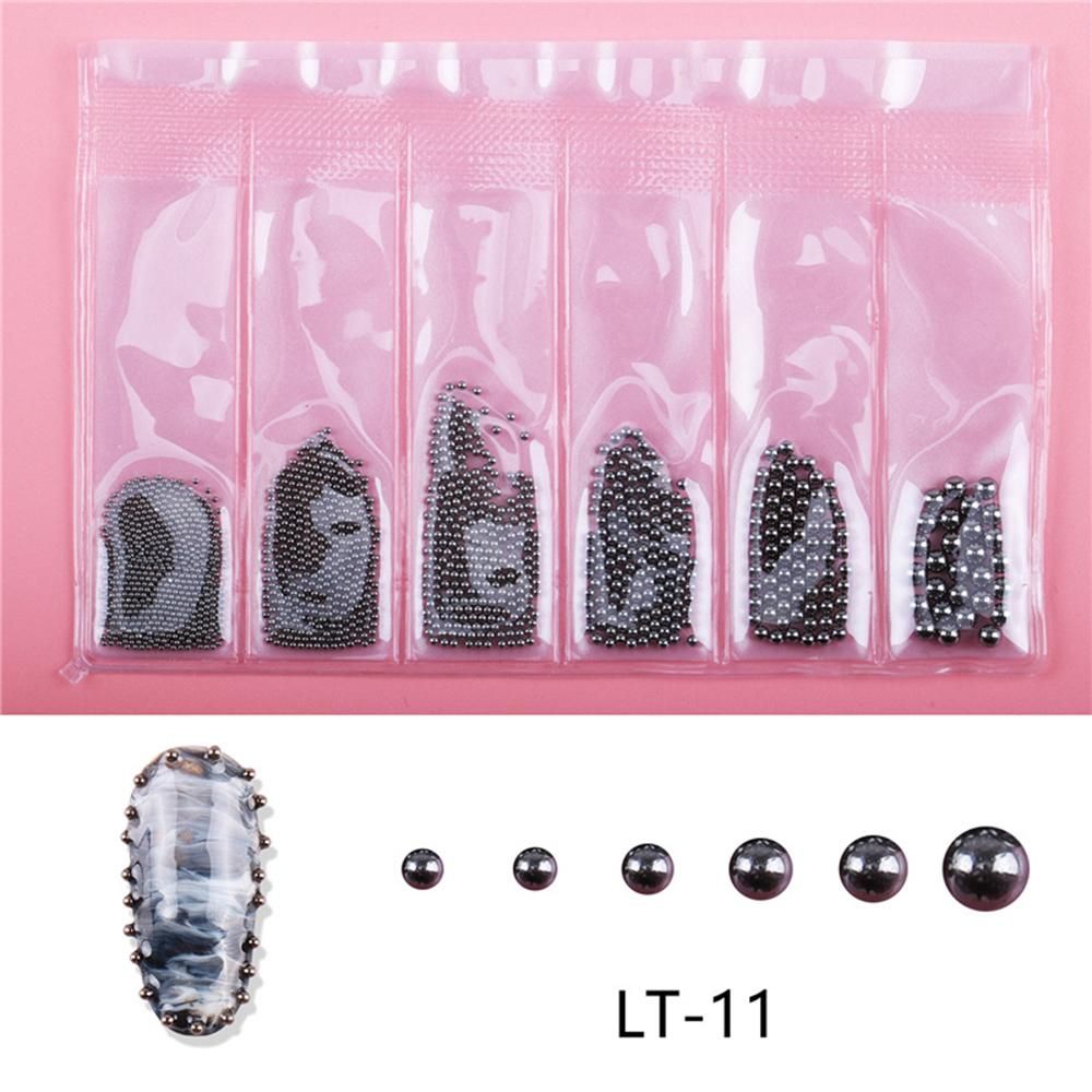 6 Grid/Bag 3D Metal Nail Art Decoration Gold Metal Chain Beads Line Multi-size DIY Manicure Nail Jewelry Decoration