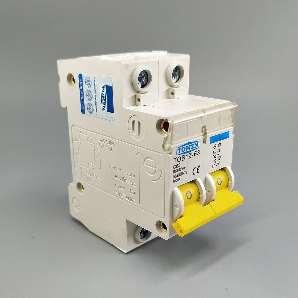 MCB Pole DC 2P Breaker Single Curve 600V Circuit