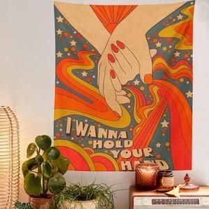 100*150CM Vintage Rainbow Tapestry Wall Hanging Retro Style Sun Trippy Aesthetic Room Decor Home Living Room Bedroom Boho Wall Art Decor