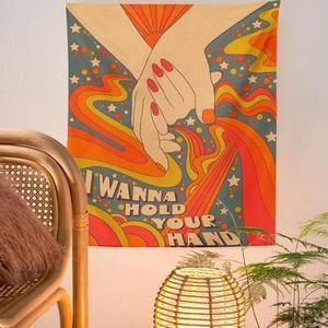 100*150CM Vintage Rainbow Tapestry Wall Hanging Retro Style Sun Trippy Aesthetic Room Decor Home Living Room Bedroom Boho Wall Art Decor