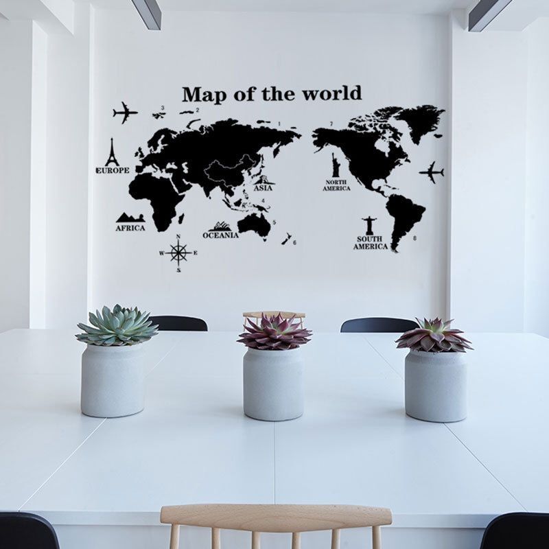 Map Of The World Wall Stickers) Home Wall Decor  - 009