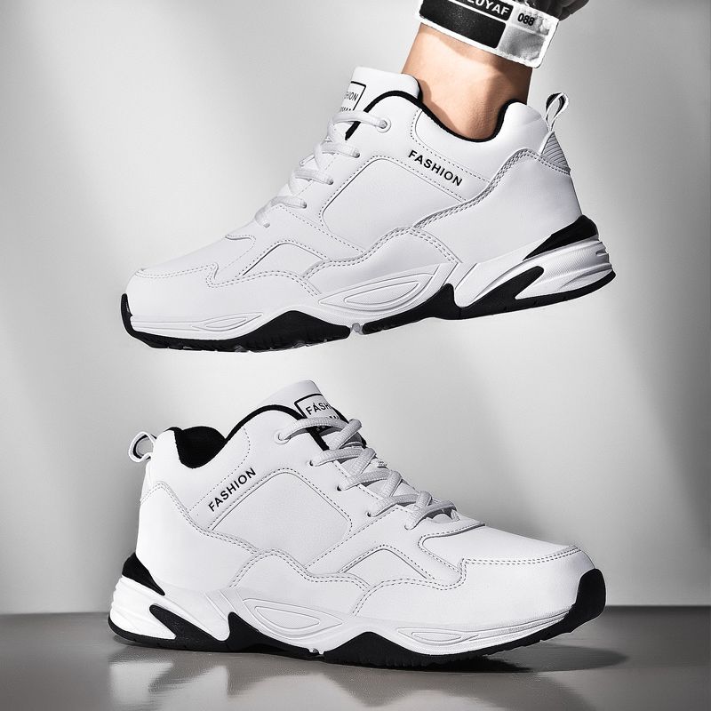 Cool Men's High-top Sneakers Big Size 39-48 Top Quality Height Increase Platform Sneakers Shoes Male Outdoor Anti-Slip Training Sneakers White