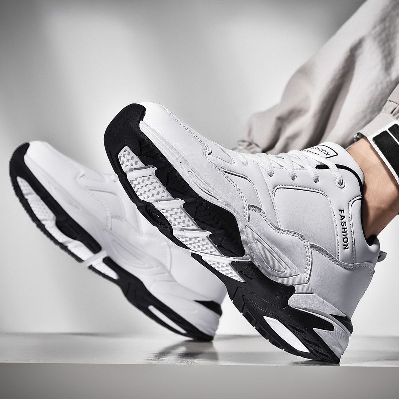 Cool Men's High-top Sneakers Big Size 39-48 Top Quality Height Increase Platform Sneakers Shoes Male Outdoor Anti-Slip Training Sneakers White