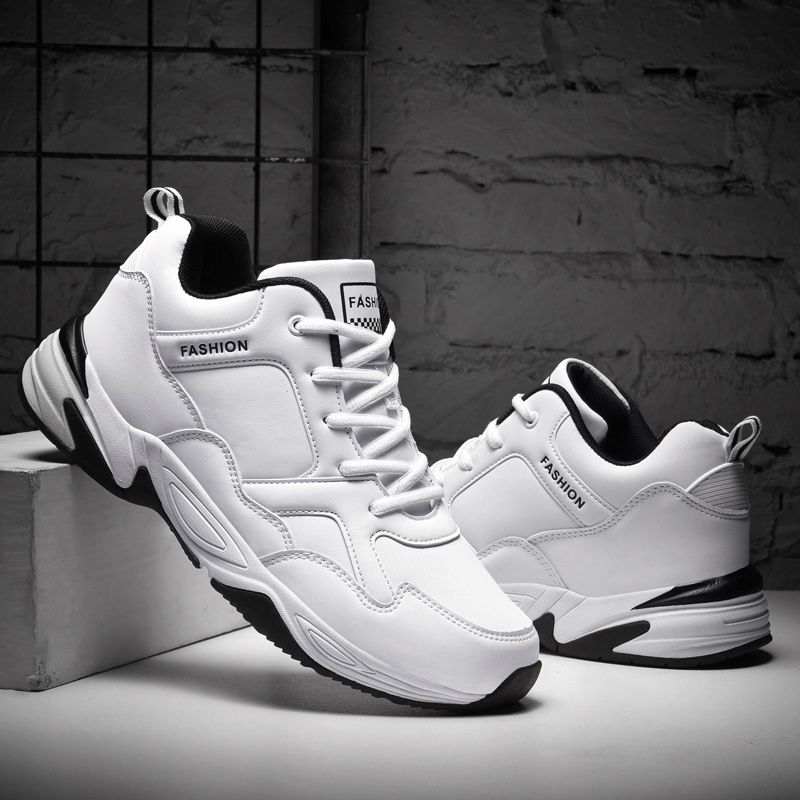 Cool Men's High-top Sneakers Big Size 39-48 Top Quality Height Increase Platform Sneakers Shoes Male Outdoor Anti-Slip Training Sneakers White
