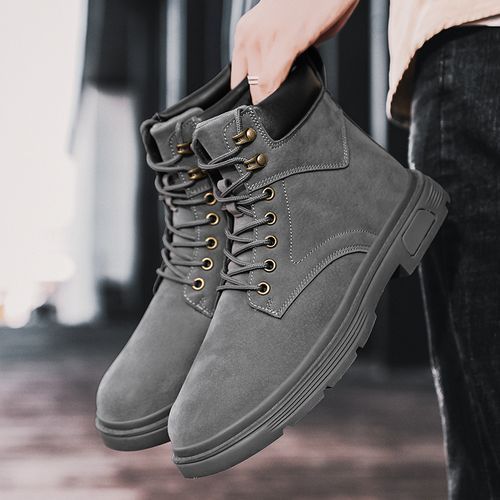Grey Boots Men Fashion Korean Ankle Boots For Men Trend Outdoor Sneakers Shoes Men Casual High Top Canvas Shoes Men EU 39 -48