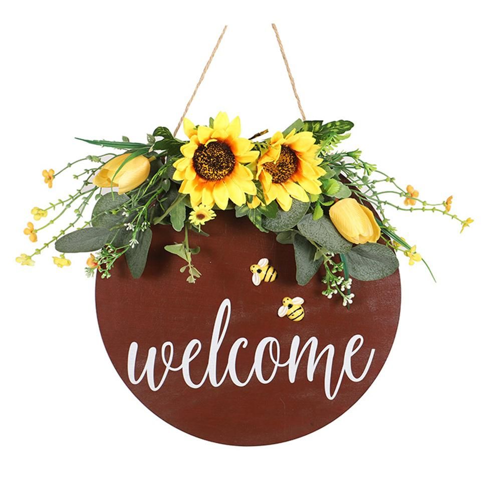 Welcome Sign for Door Decor,Hanging Sign Rustic Wood