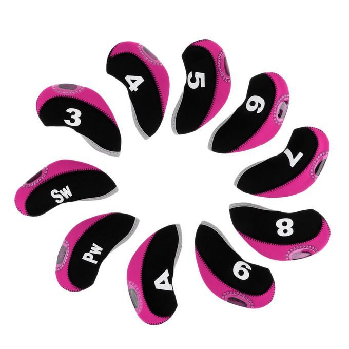 10pcs/pack Golf  Head Wedge  Cover Golf Head Covers Black+Rosy