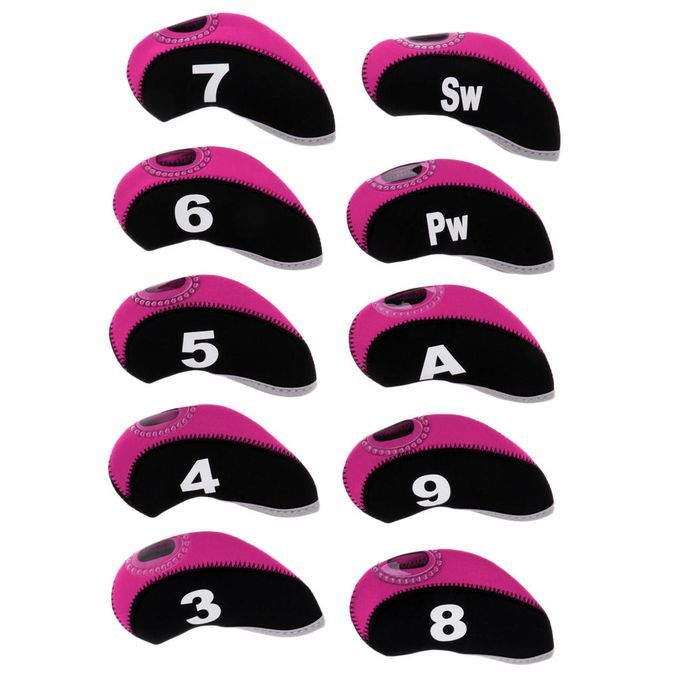 10pcs/pack Golf  Head Wedge  Cover Golf Head Covers Black+Rosy