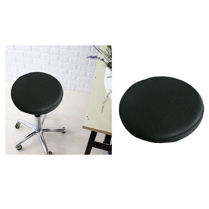 Black Bar Stool Covers Round Chair Seat Cover Sleeve Black 40cm