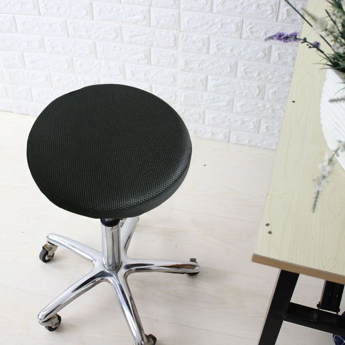 Black Bar Stool Covers Round Chair Seat Cover Sleeve Black 40cm