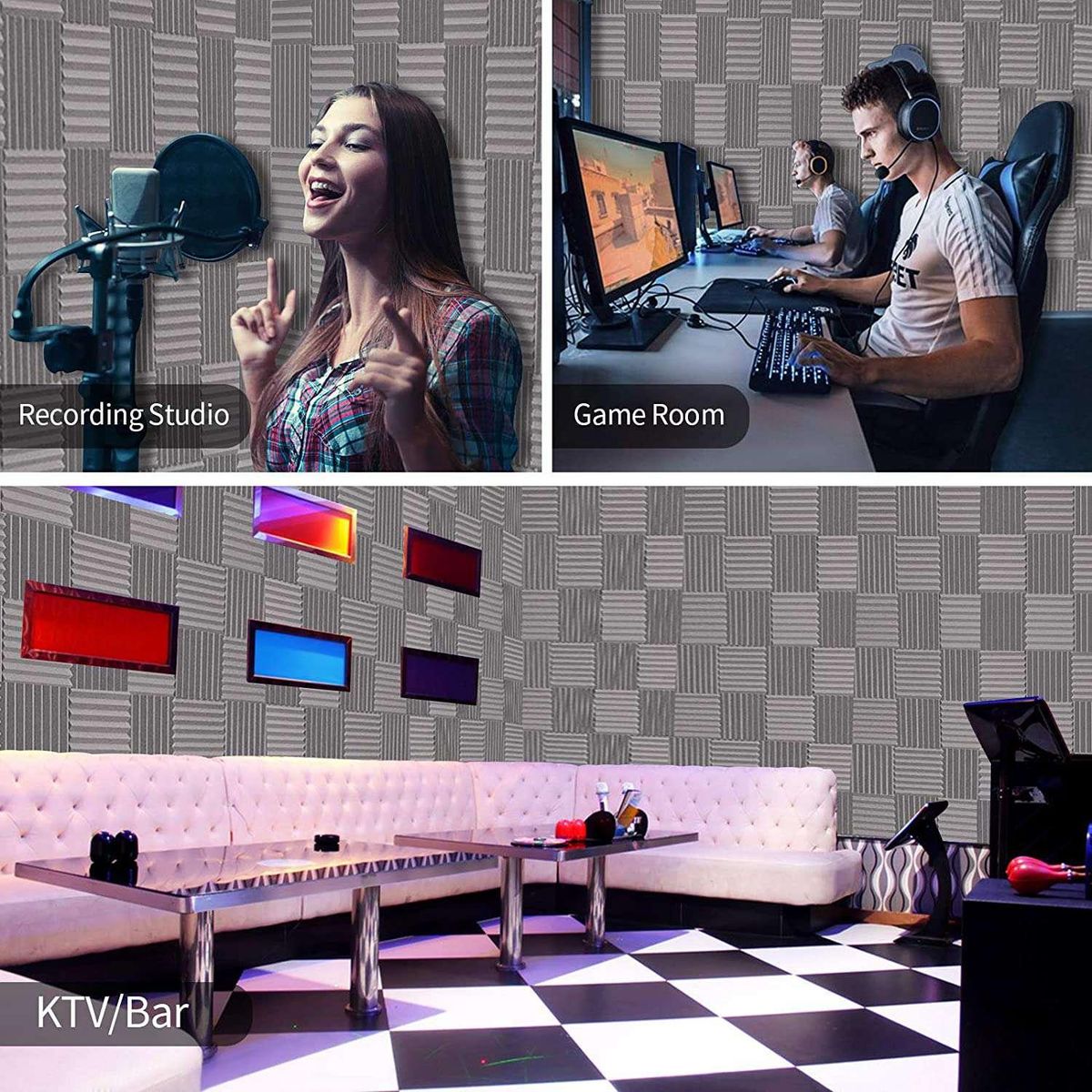 24Pack 1 Inch X 12 Inch X12 Inch Soundproof Foam Panels Sound Absorbing Insulation for Recording Studio, Gaming Room