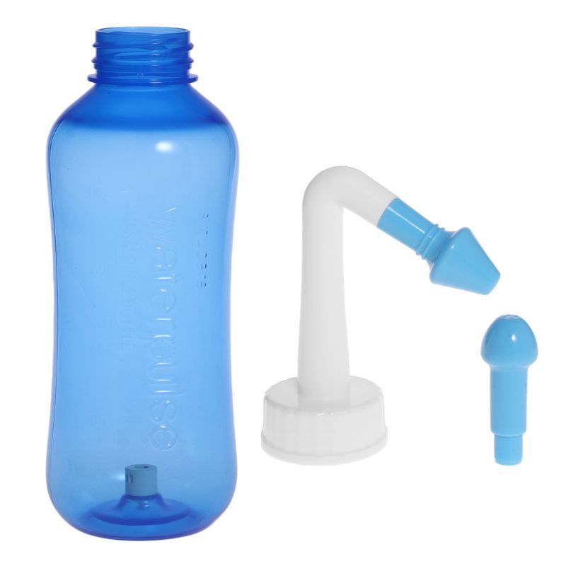 Nose Nasal Wash System Pot Sinus Allergies Relief Rinse Neti Children Adults 500mL Plastic Blue Bottle Equipment Practical