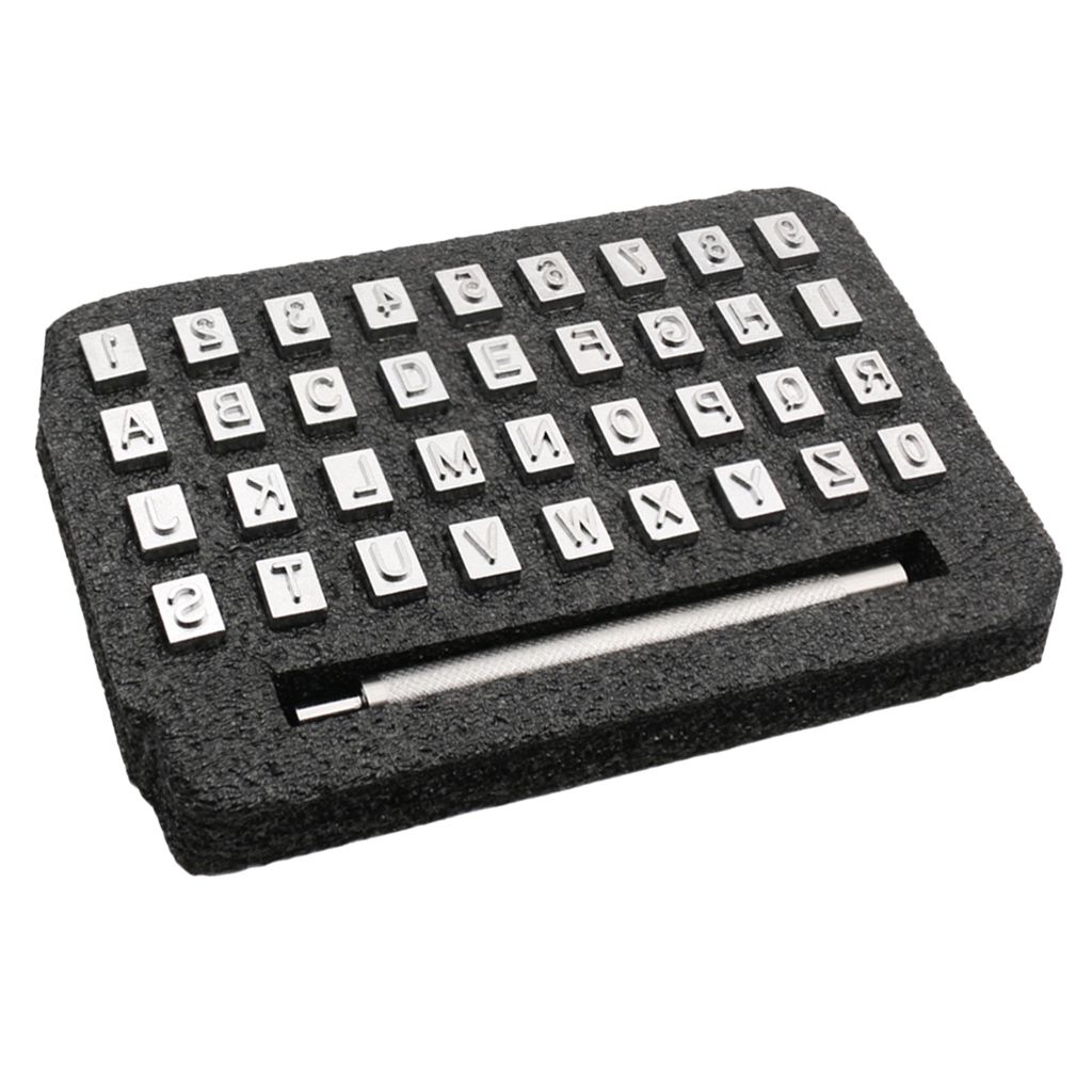 Alloy 36pcs Leather Alphabet Number Punch Tools DIY Print Making Tools