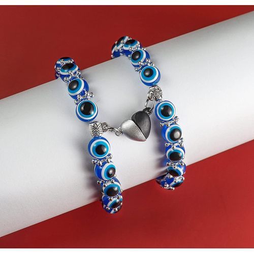 4 Pcs Evil Eye Bead Bracelet Hamsa Hand Fatima Charm Stretch