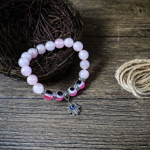 4 Pcs Evil Eye Bead Bracelet Hamsa Hand Fatima Charm Stretch
