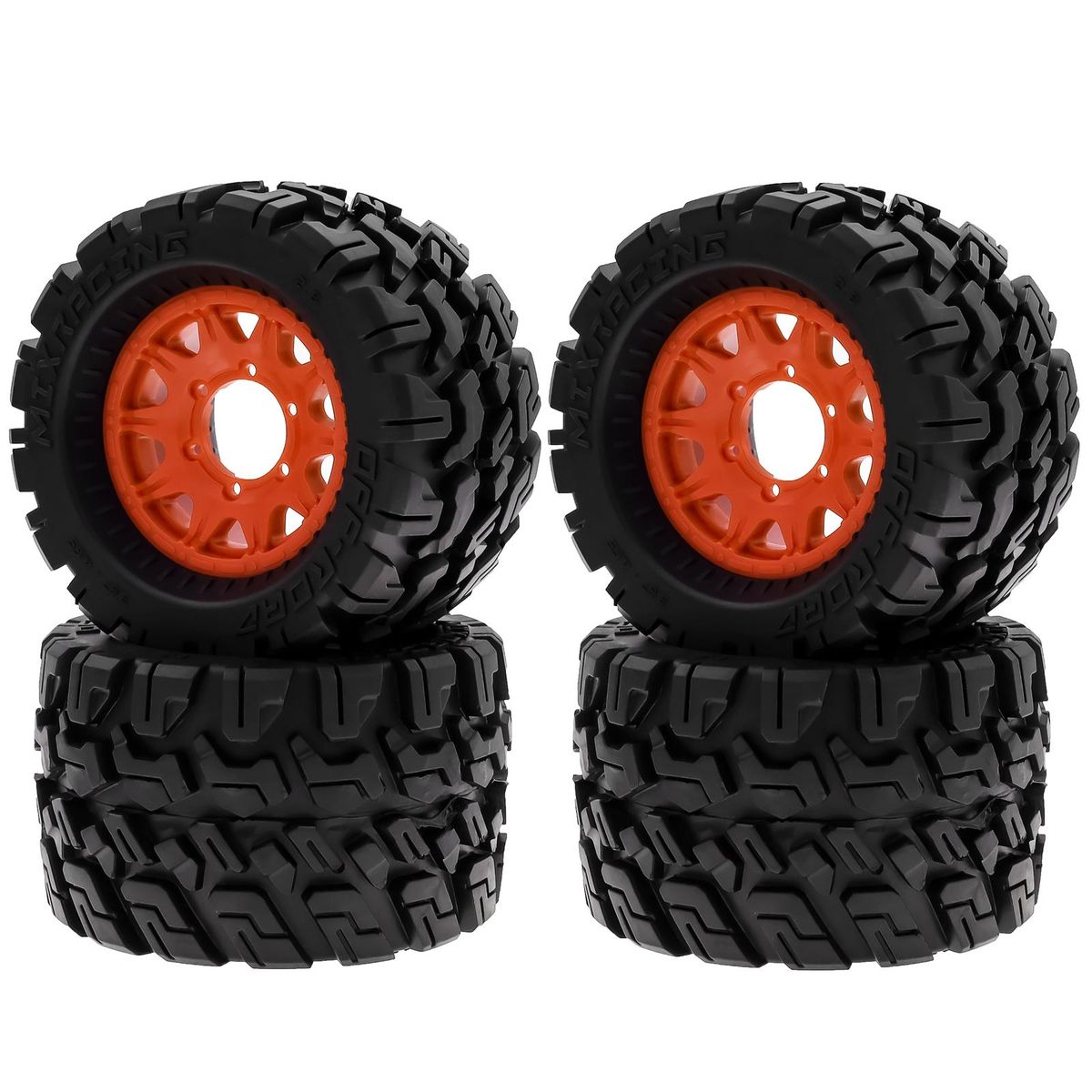 Remote Control Crawler Rubber Car Orange Tires 120*72*69mm 4pcs Replacement for Kyosho Hpi Trax4 Monster Mk2 Tamiya Axial 1/10 Remote Control Car Wheels