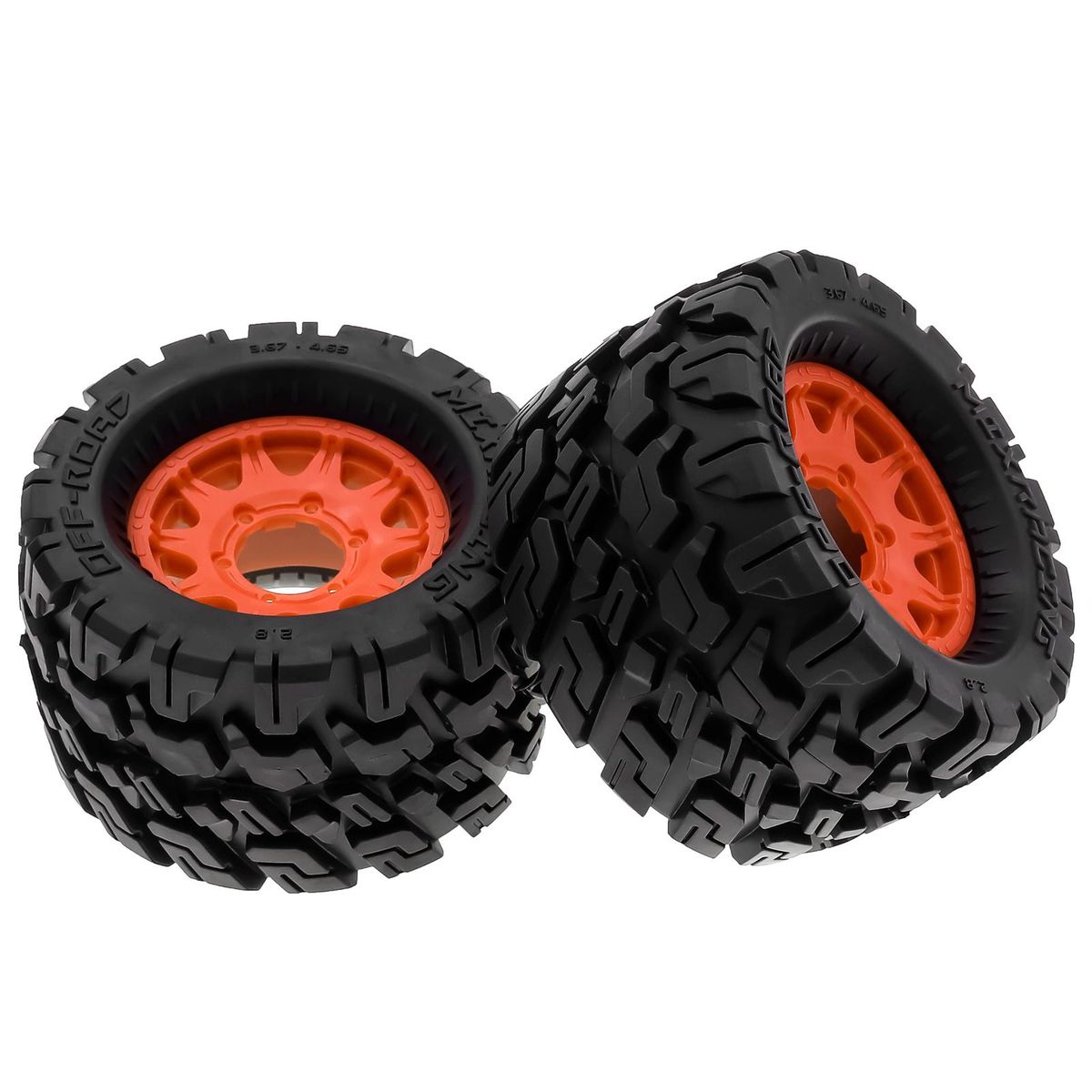 Remote Control Crawler Rubber Car Orange Tires 120*72*69mm 4pcs Replacement for Kyosho Hpi Trax4 Monster Mk2 Tamiya Axial 1/10 Remote Control Car Wheels