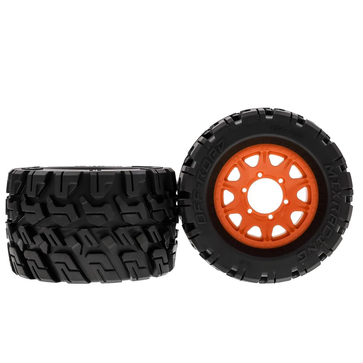Remote Control Crawler Rubber Car Orange Tires 120*72*69mm 4pcs Replacement for Kyosho Hpi Trax4 Monster Mk2 Tamiya Axial 1/10 Remote Control Car Wheels