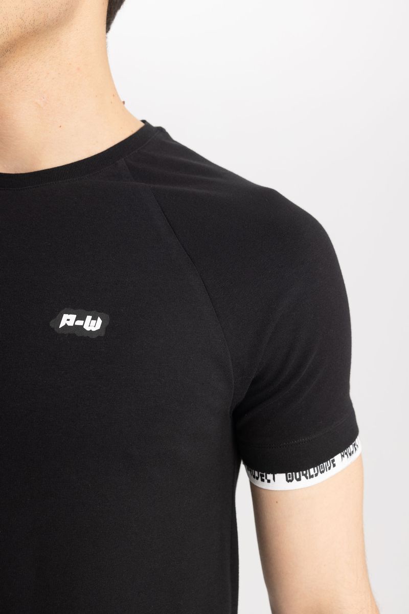 Man Young Muscle Fit Crew Neck Short Sleeve Knitted T-Shirt - Black