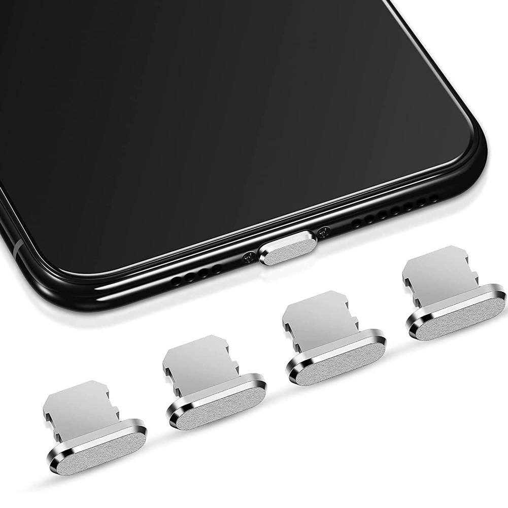 4 Pieces Anti Dust Plugs Charging Port Stopper Cap Soft Housing Slim Case Cover for iPhone for iPhone 13/12/11-Silver