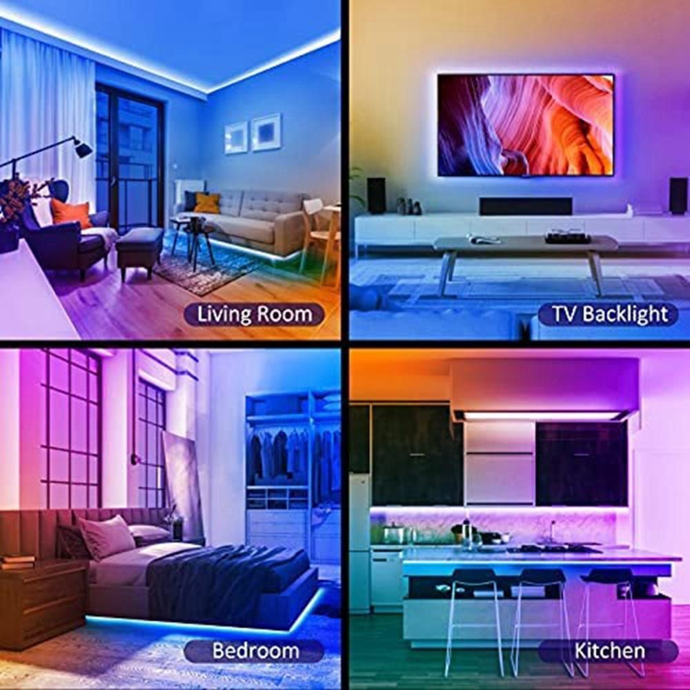 SMD5050 RGB LED Lights with Remote Control Smartphone App to Control LED Lights for Bedroom Bar Room DIY 20M EU Plug