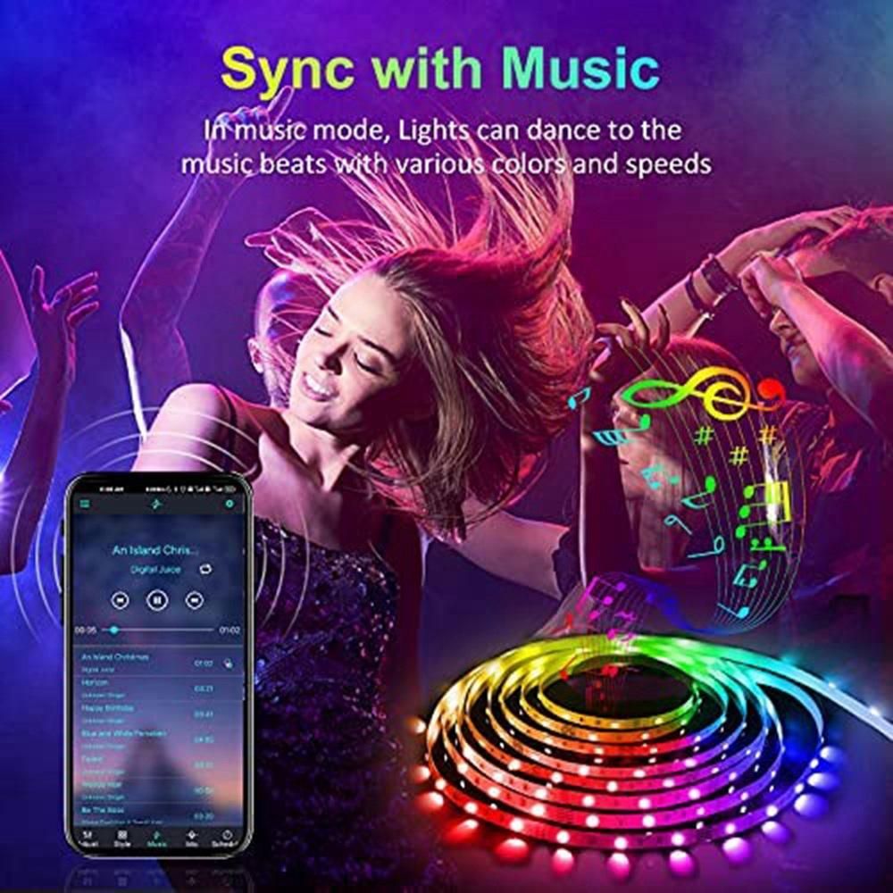 SMD5050 RGB LED Lights with Remote Control Smartphone App to Control LED Lights for Bedroom Bar Room DIY 20M EU Plug