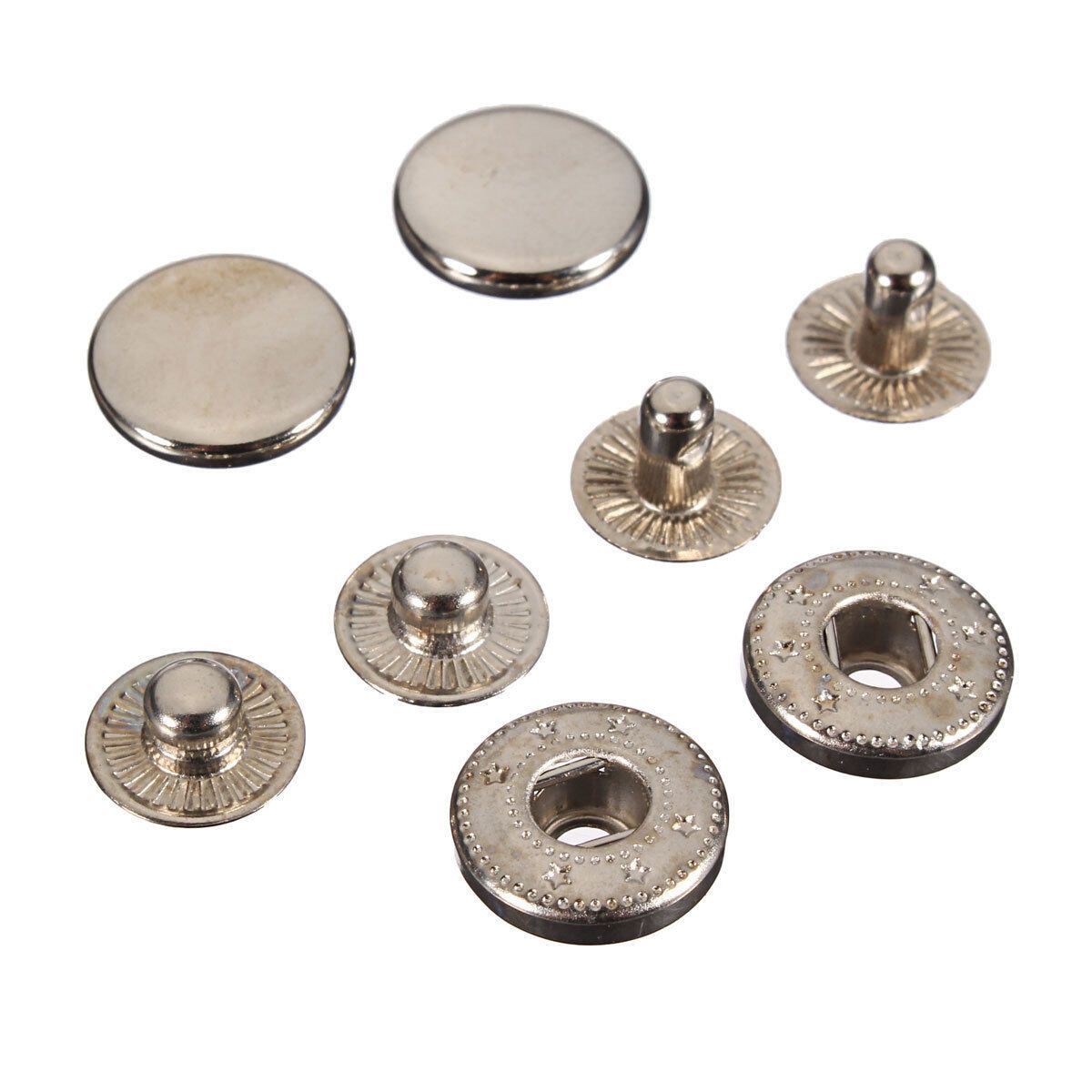 Snap Fasteners Press Stud Sewing Leather Buttons 15Pcs 17mm Silver White 12mm