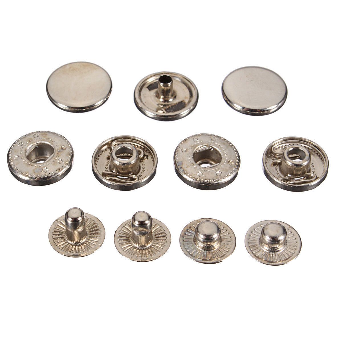 Snap Fasteners Press Stud Sewing Leather Buttons 15Pcs 17mm Silver White 12mm