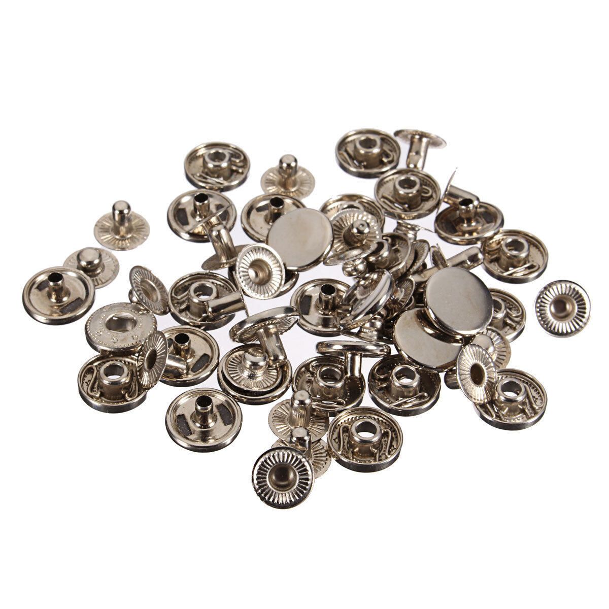 Snap Fasteners Press Stud Sewing Leather Buttons 15Pcs 17mm Silver White 12mm