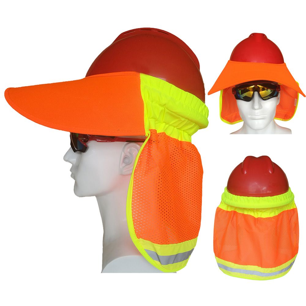 Hi-Vis Hard Hat Neck Sun Shade With Visor Yellow Reflective