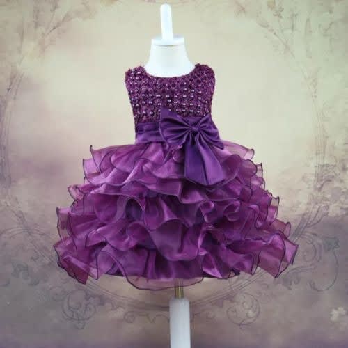 Beaded Girl Dress - Purple