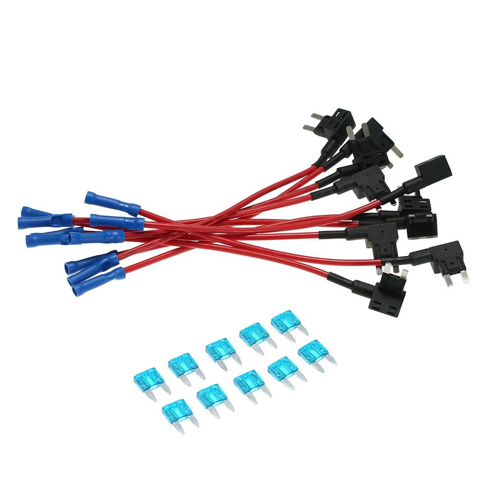10Pcs 12V Car Add-a-circuit Fuse TAP Adapter Mini Blade Fuse