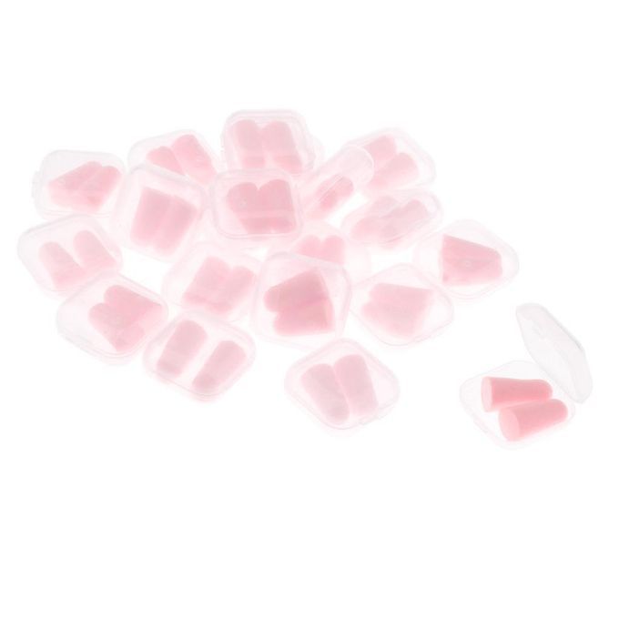 20 Pair Disposable Sponge Ear Plugs Sound Blocking Noise Light Pink