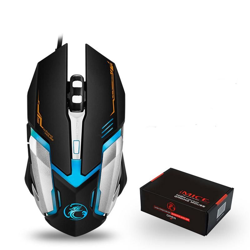 iMice Gaming Mouse Ergonomic Wired Mouse 6 Keys LED 2400 DPI Programmable Mouse Game Mice Silent Mouse with Backlight for PC Laptop
