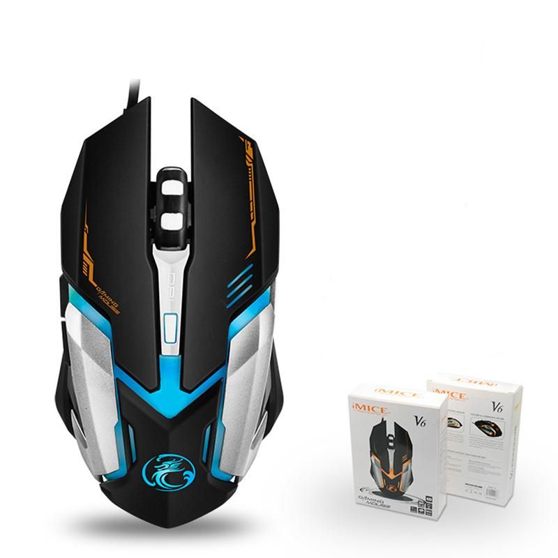 iMice Gaming Mouse Ergonomic Wired Mouse 6 Keys LED 2400 DPI Programmable Mouse Game Mice Silent Mouse with Backlight for PC Laptop