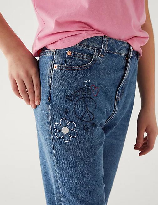 Girls Fashion Denim Embroidered Jeans