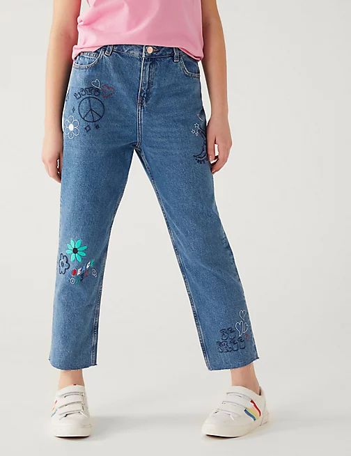 Girls Fashion Denim Embroidered Jeans