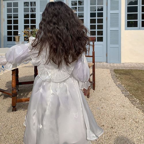 Casual Simplicity Sweet Round Neck Luster Solid Color Loose Female Girls' Clothing