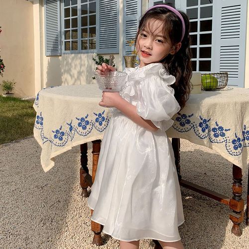 Casual Simplicity Sweet Round Neck Luster Solid Color Loose Female Girls' Clothing