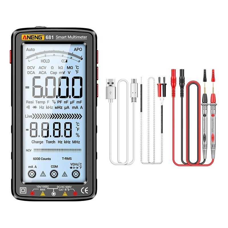 ANENG 681 LCD Digital Display Screen Rechargeable Multimeter 681 Black