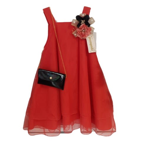 Turkey Sleeveless Girls Gown With Handbag Set
