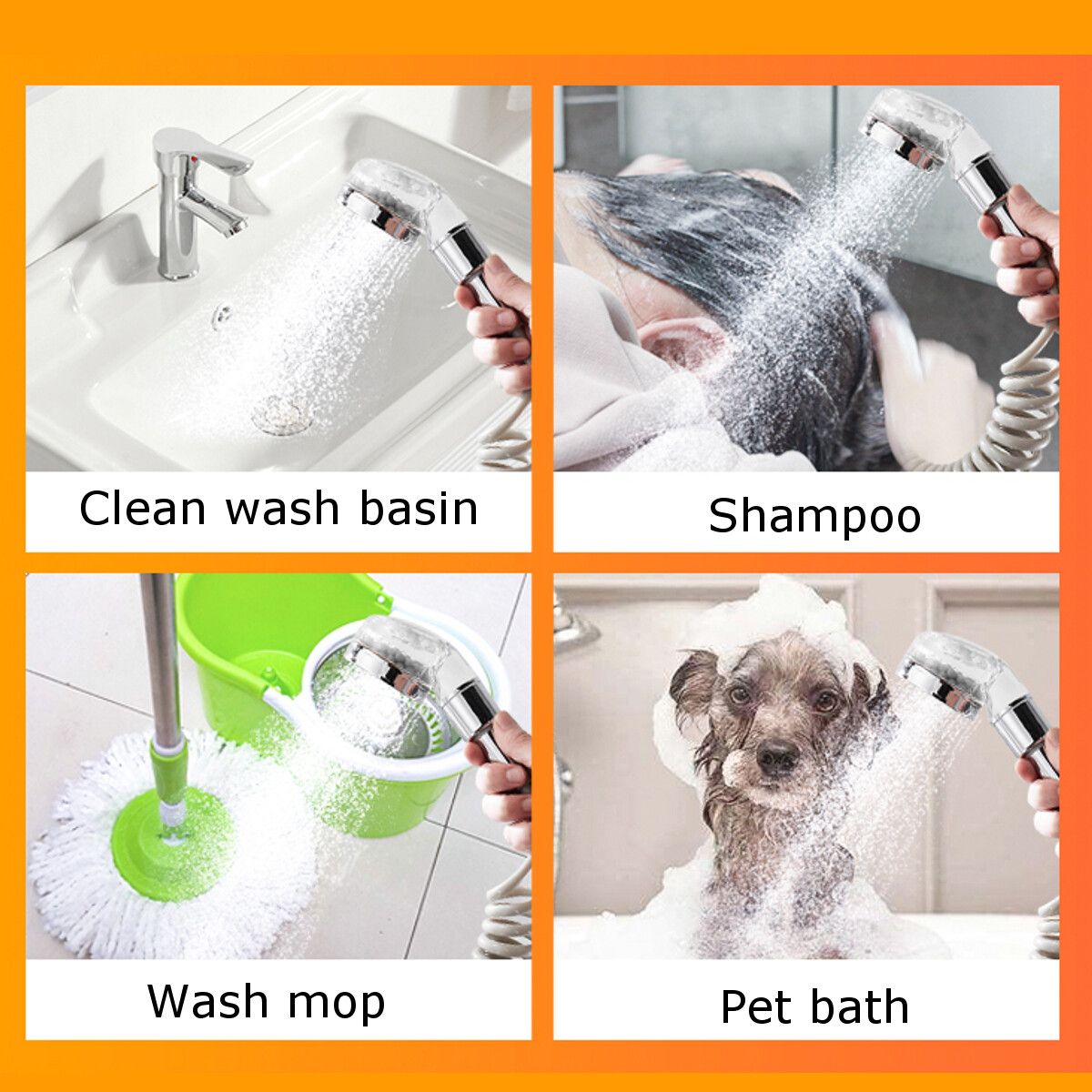 Bathroom Sink Faucet Sprayer Set Tap External Shower Sprinkle Kit W/ Filter For Hair Washing Pet Bath Toilet Sprayersil