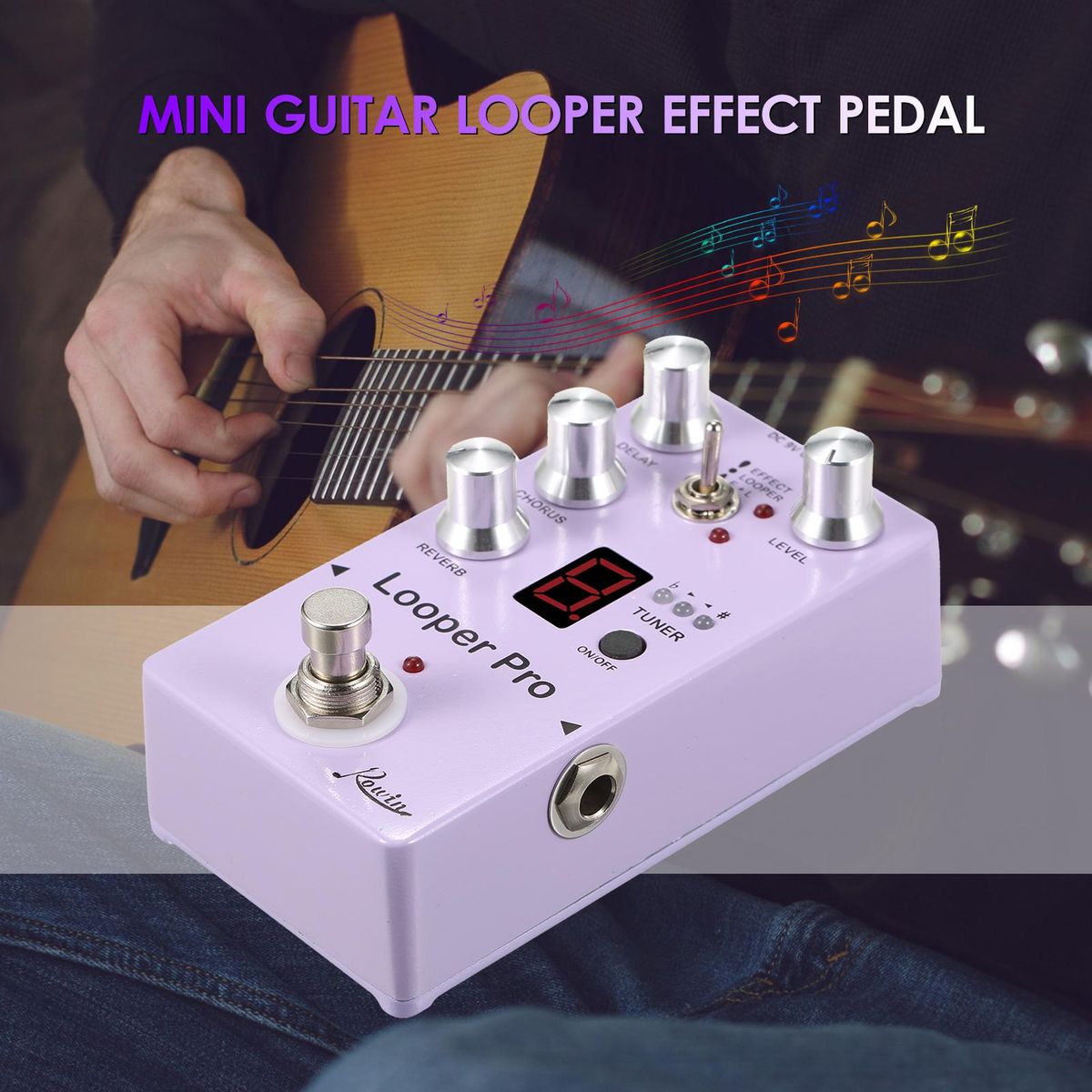 Rowin RE-05 Loop Guitar Effector Looper Tuner Mini Guitar Looper Effect Pedal Full Metal Shell with Reverb Chorus Delay Effects